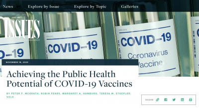 Achieving the Public Health Potential of COVID-19 Vaccines Issues in Science and Technology 